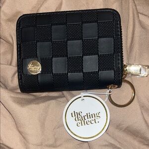 Darling Effect- Black Checkered Wallet with Gold Accents 💛